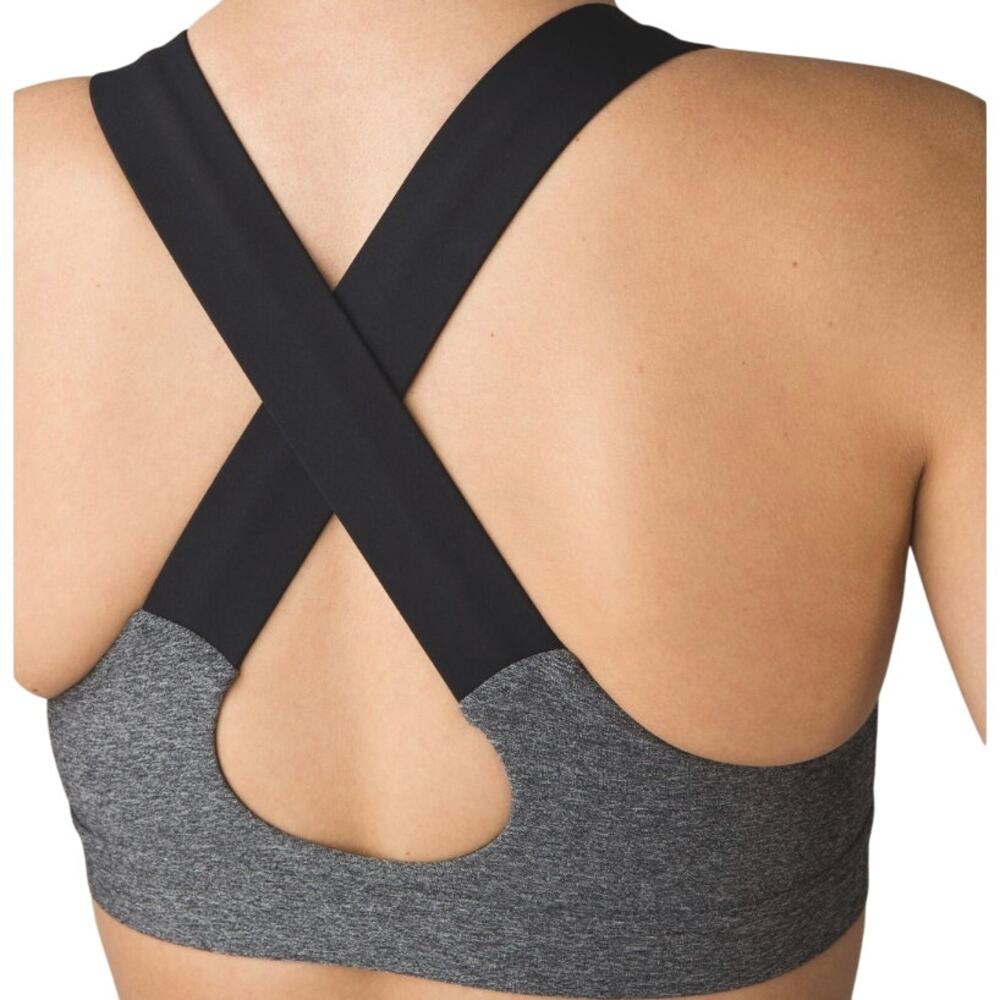Lululemon All Sport Bra III Luxtreme Lycra Medium Support Heathered Black B/C 10